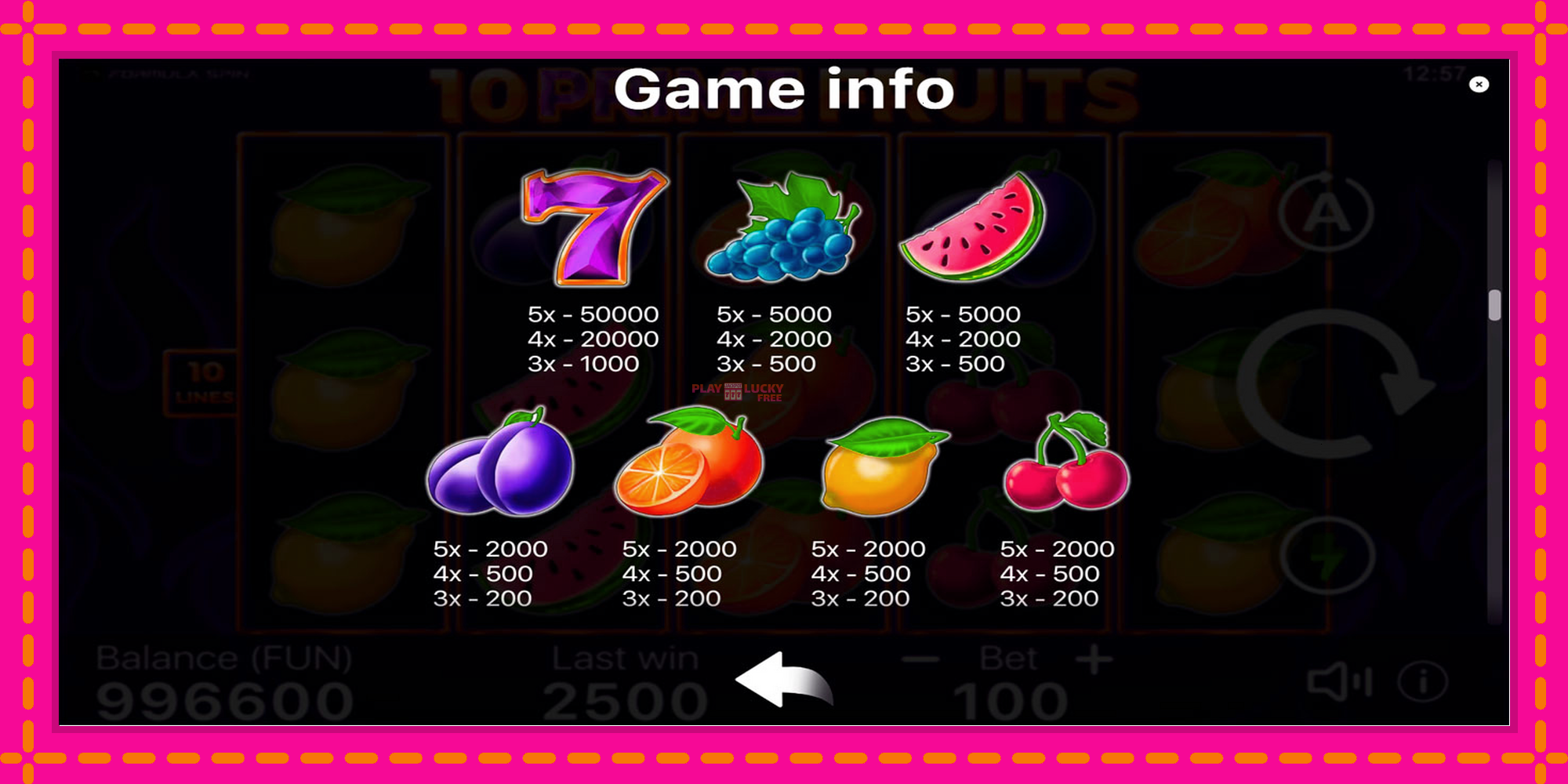 Безплатна игра в 10 Prime Fruits без регистрация, картина 6