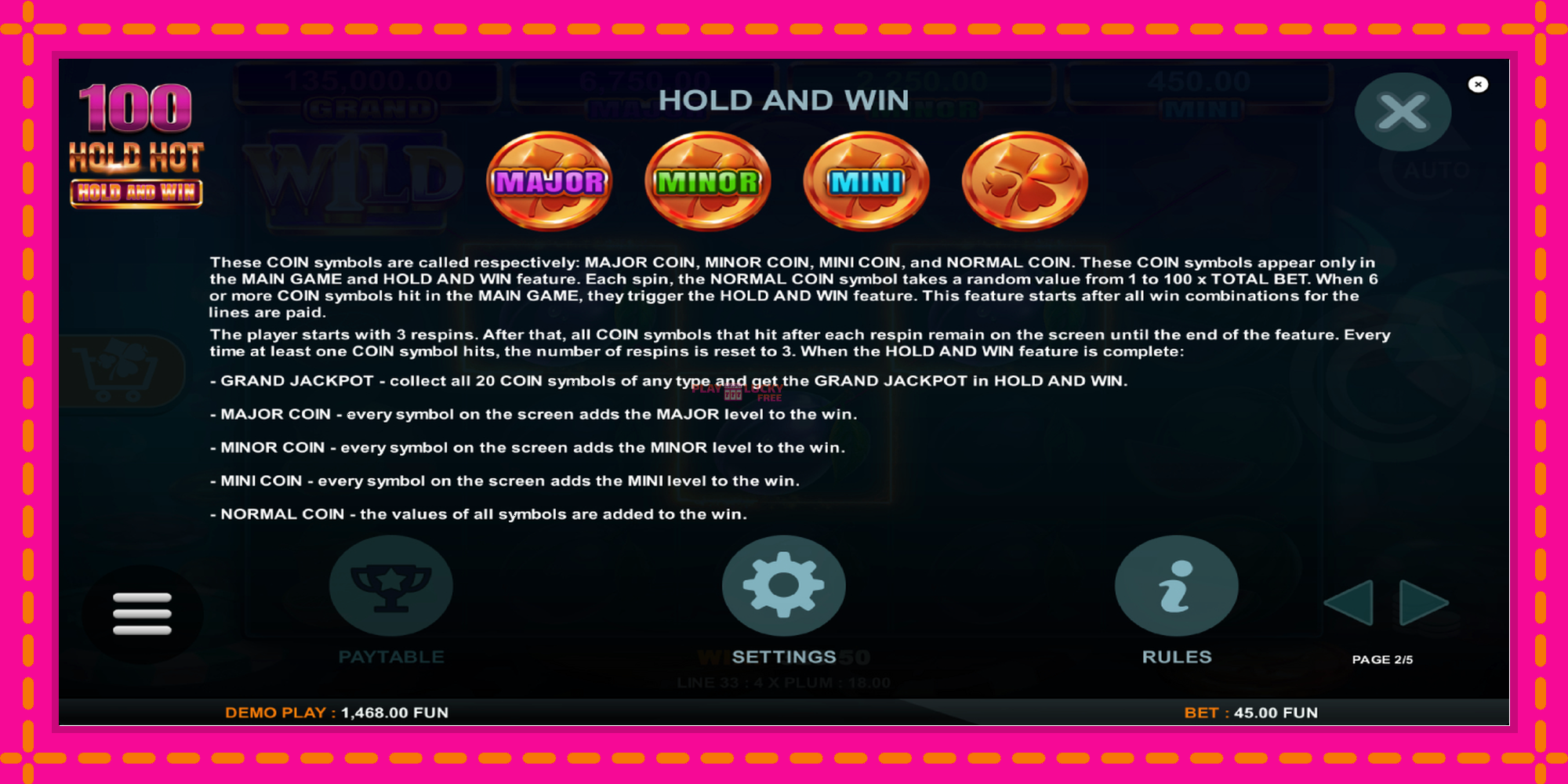 Безплатна игра в 100 Hold Hot Hold and Win без регистрация, картина 6