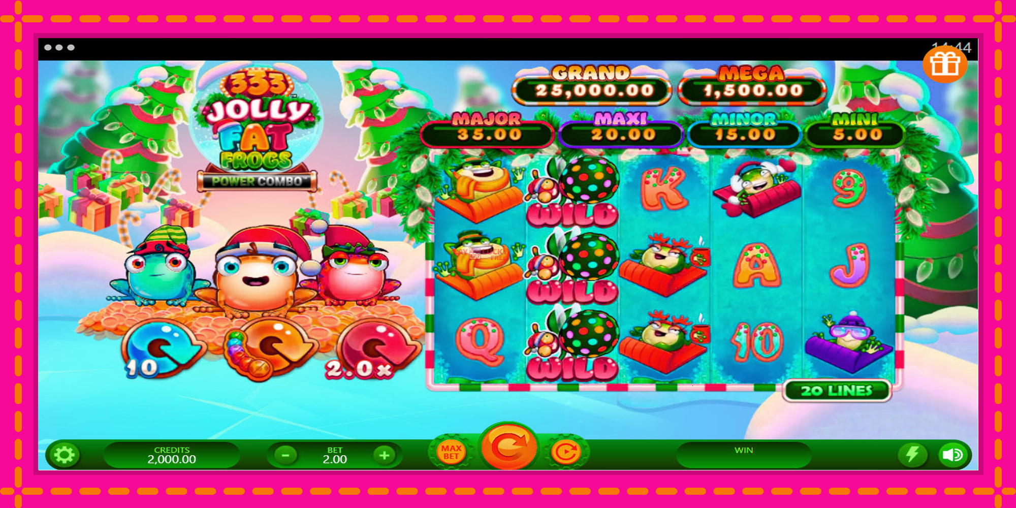 Безплатна игра в 333 Jolly Fat Frogs Power Combo без регистрация, картина 1