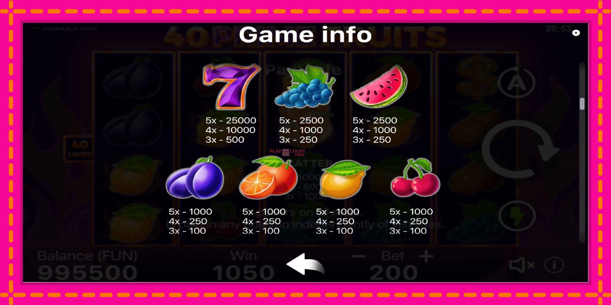 Безплатна игра в 40 Prime Fruits без регистрация, картина 6