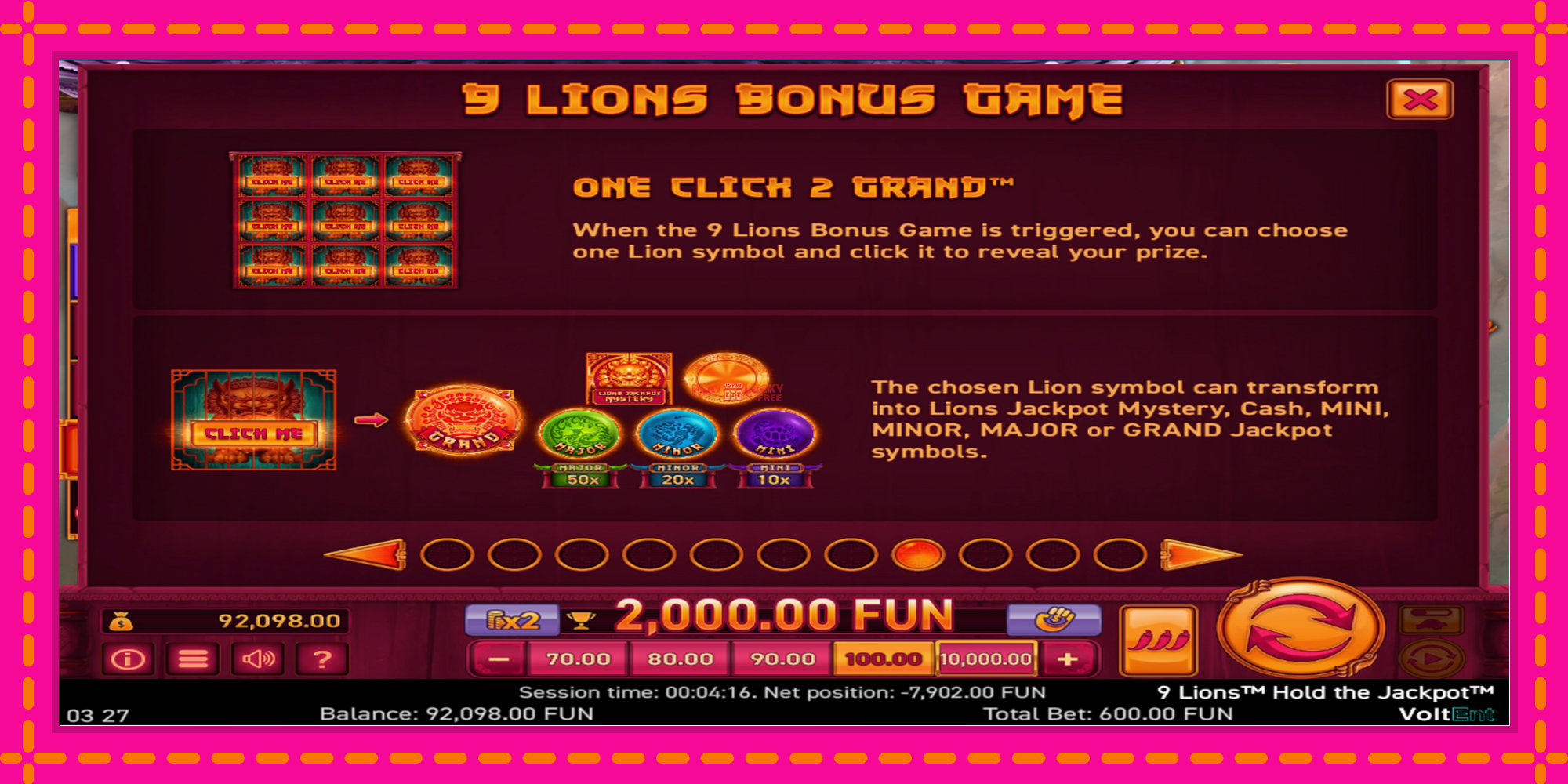 Безплатна игра в 9 Lions: Hold The Jackpot без регистрация, картина 3