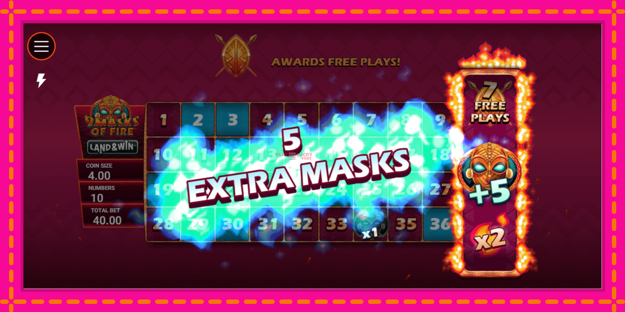 Безплатна игра в 9 Masks of Fire Land & Win без регистрация, картина 3