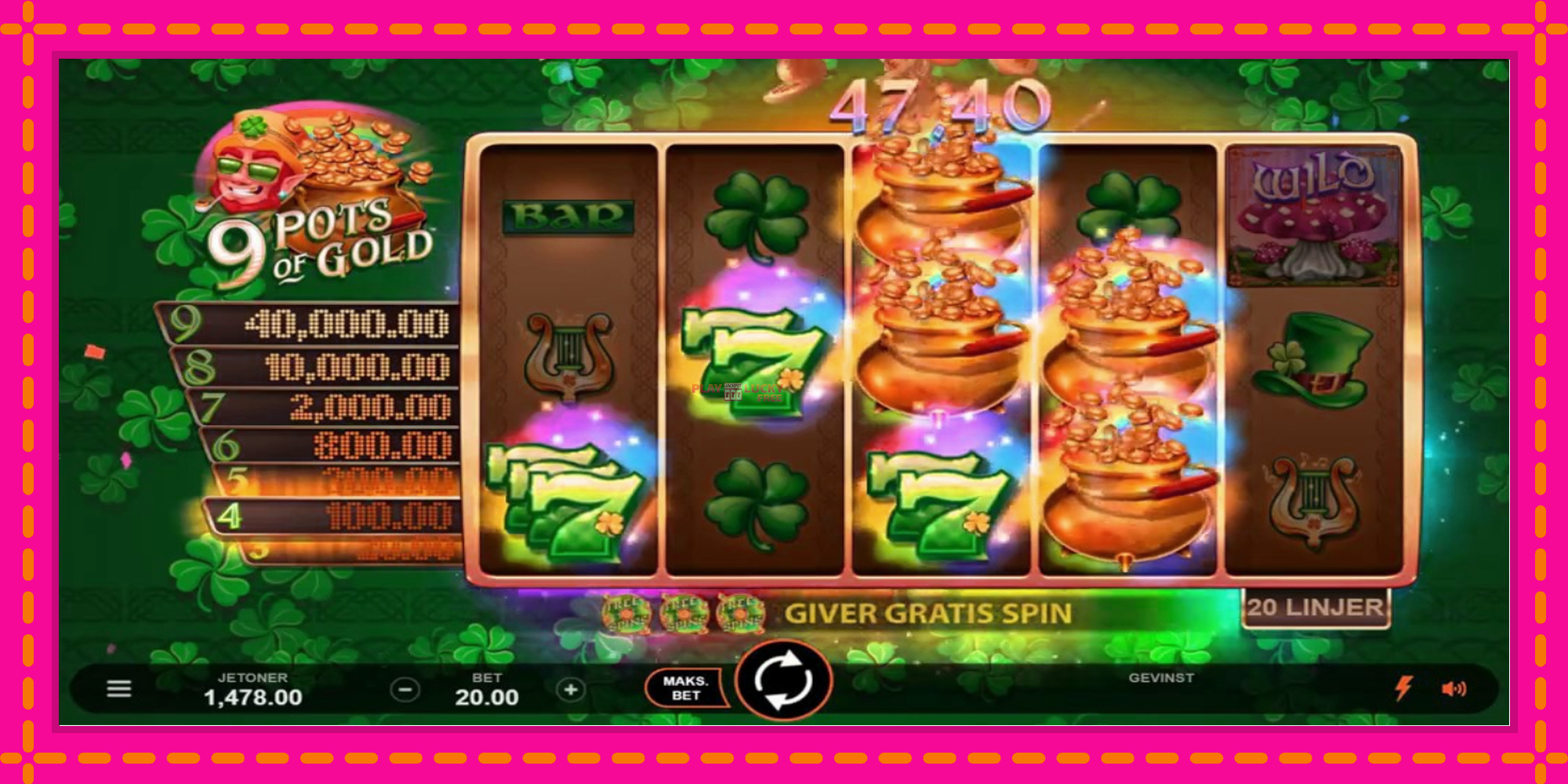 Безплатна игра в 9 Pots of Gold Land & Win без регистрация, картина 3