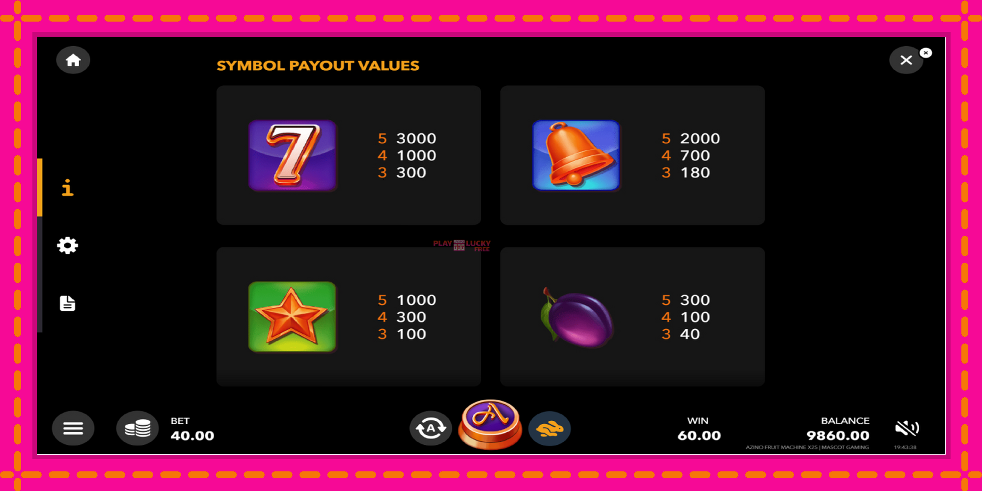 Безплатна игра в Azino Fruit Machine x25 без регистрация, картина 5