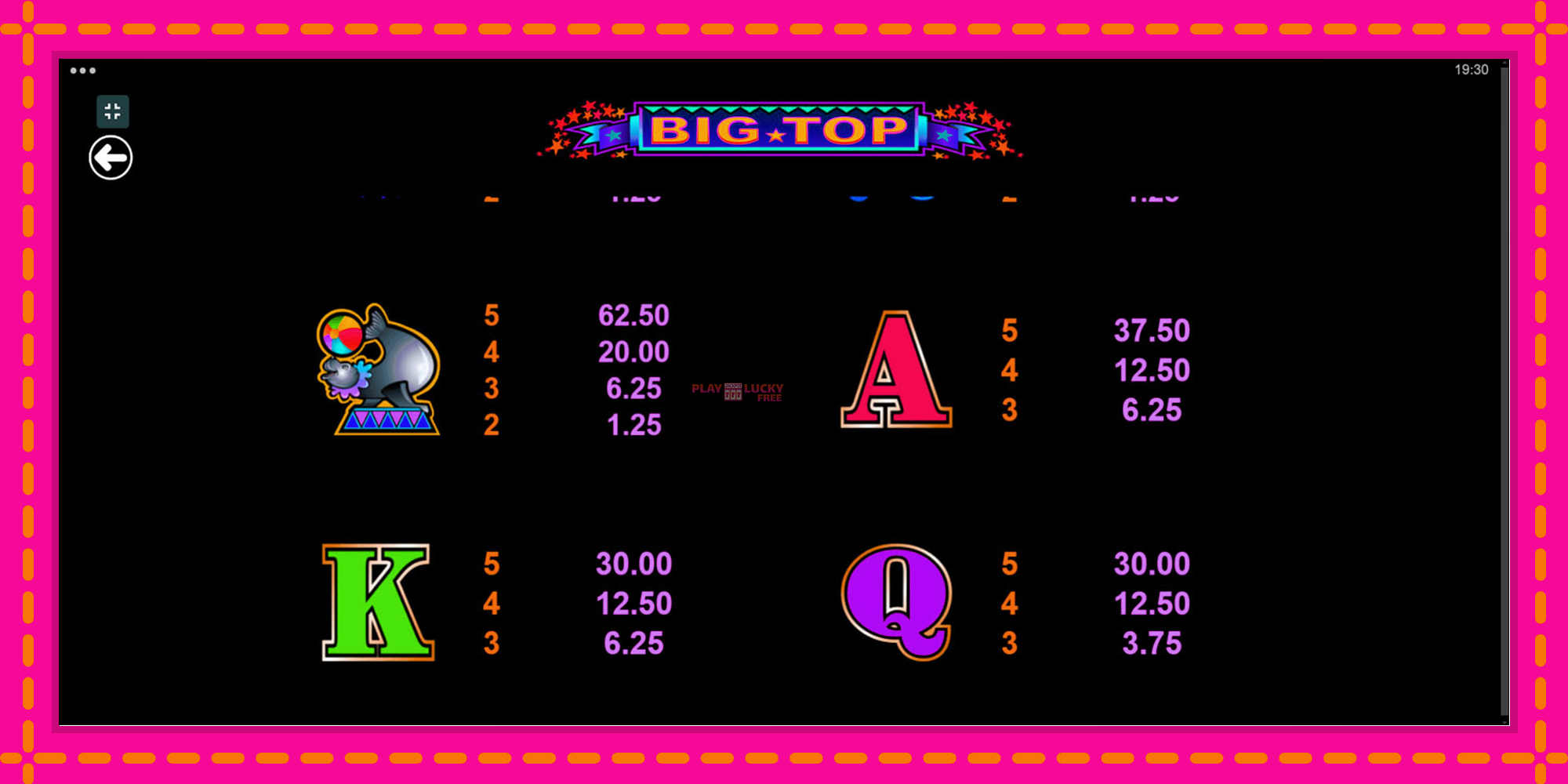 Безплатна игра в Big Top без регистрация, картина 9