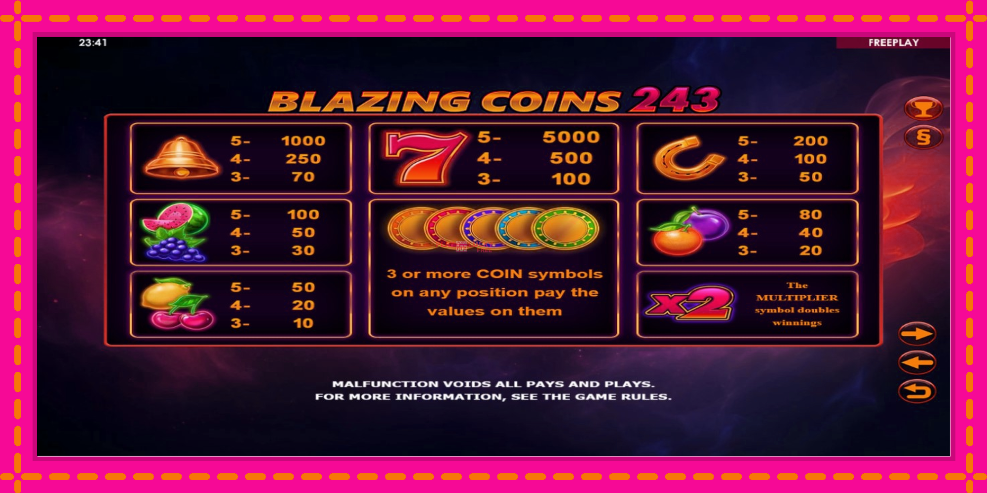 Безплатна игра в Blazing Coins 243 без регистрация, картина 4