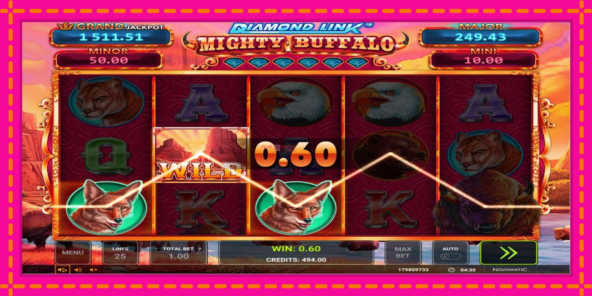 Безплатна игра в Diamond Link Mighty Buffalo без регистрация, картина 2