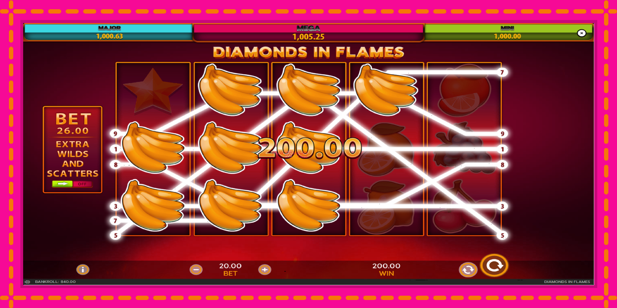 Безплатна игра в Diamonds in Flames без регистрация, картина 4