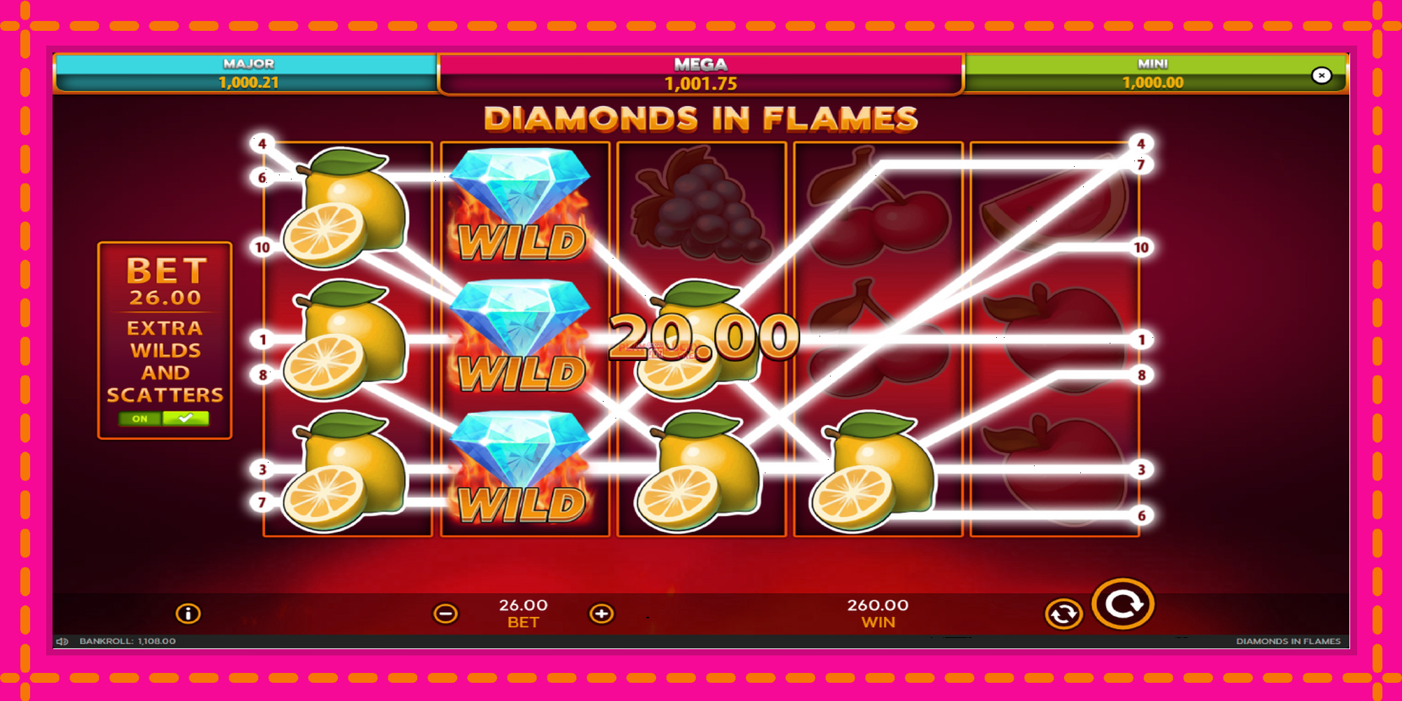 Безплатна игра в Diamonds in Flames без регистрация, картина 6