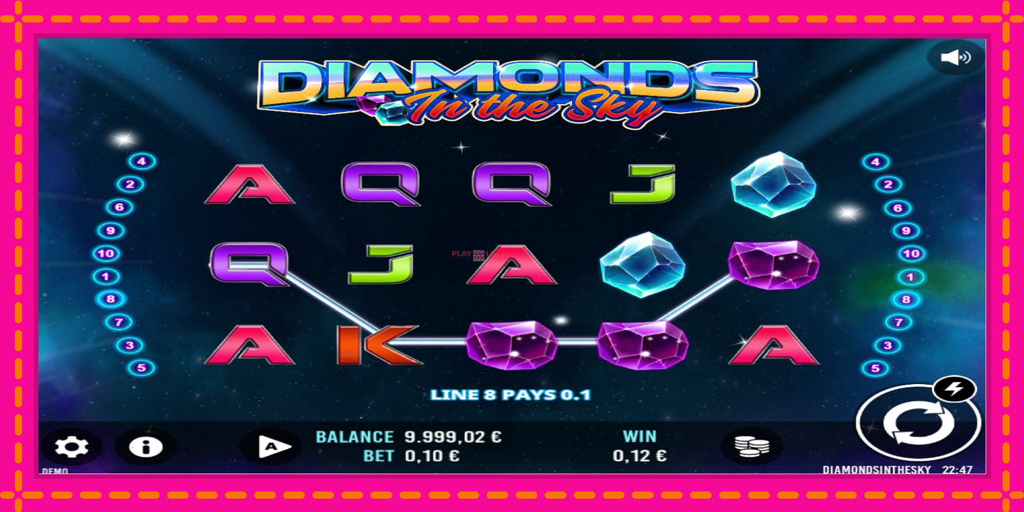 Безплатна игра в Diamonds In The Sky без регистрация, картина 2