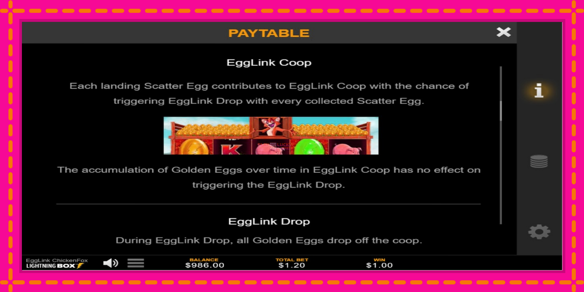 Безплатна игра в EggLink ChickenFox без регистрация, картина 6