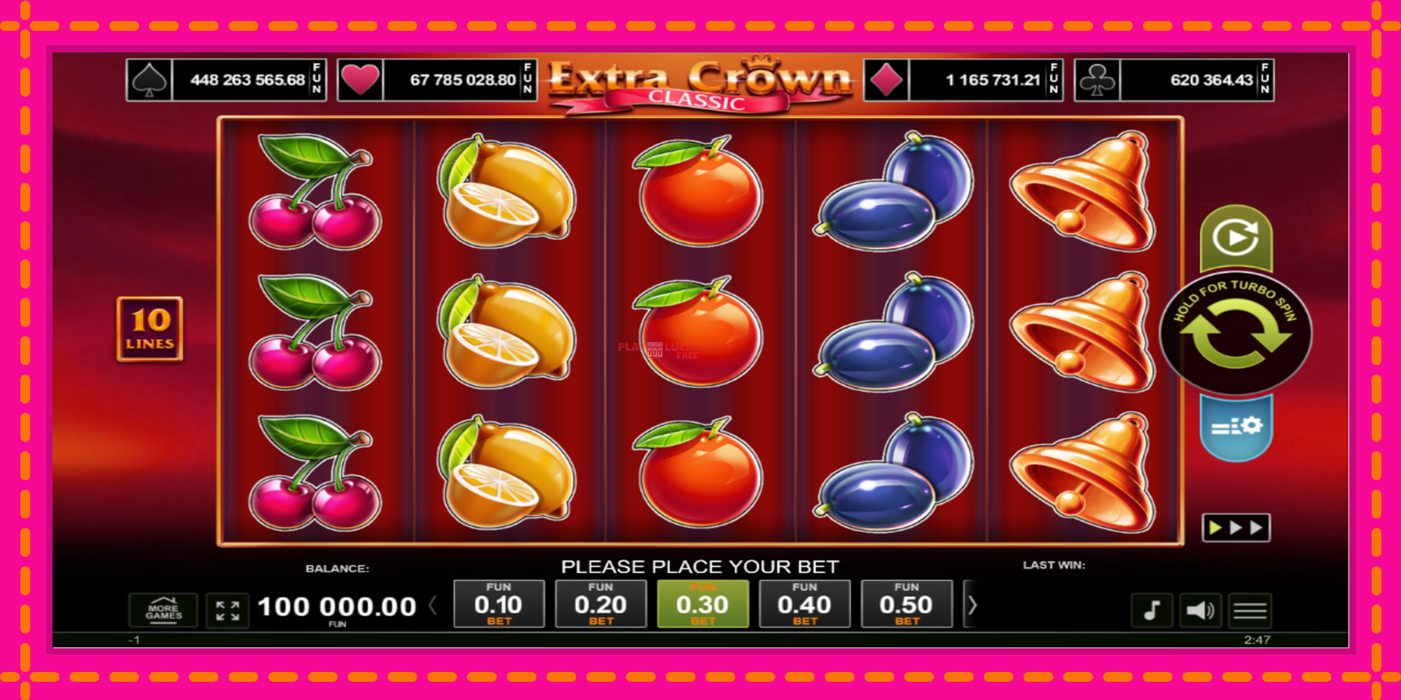 Безплатна игра в Extra Crown Classic без регистрация, картина 1