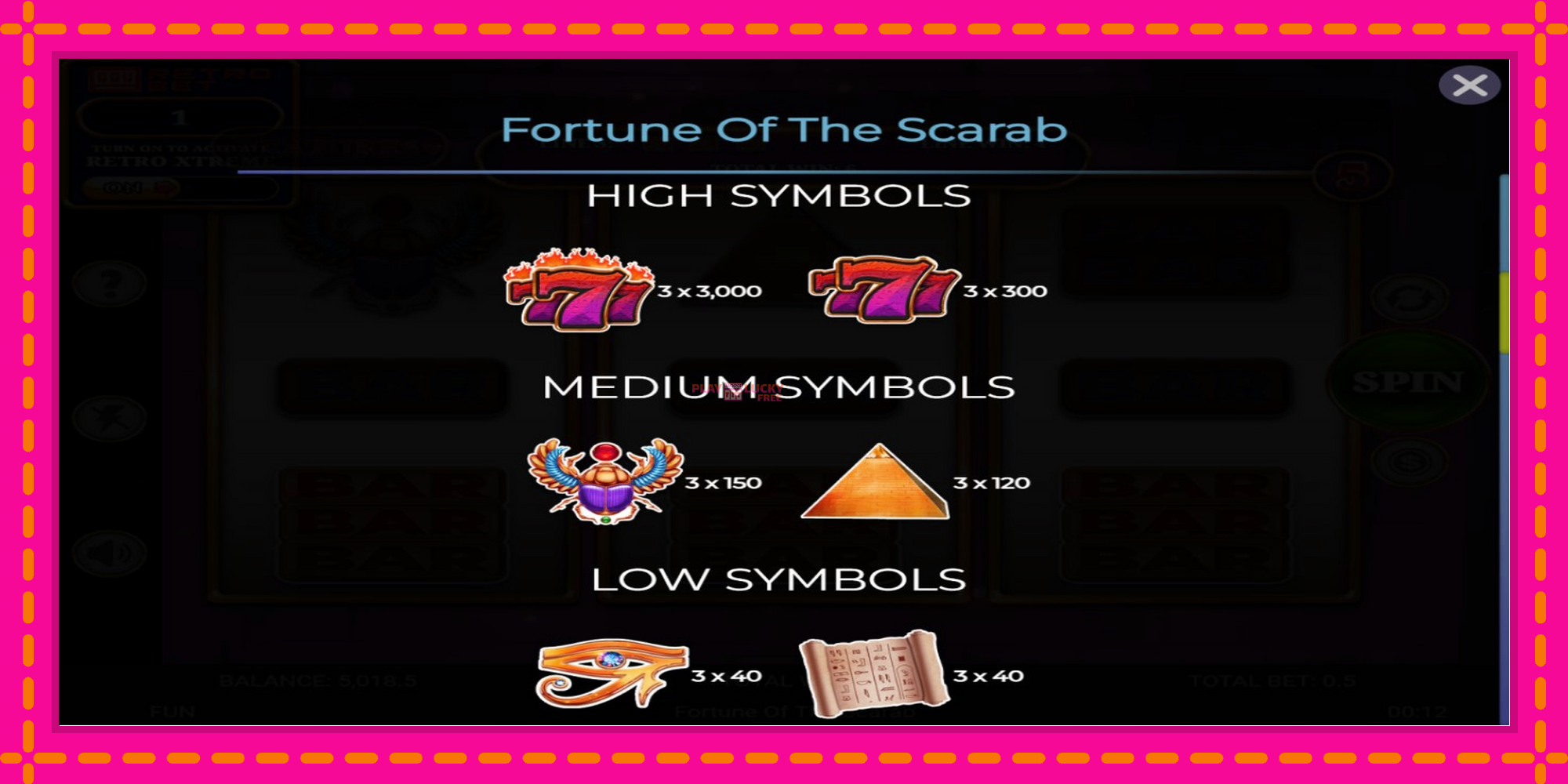 Безплатна игра в Fortune of the Scarab без регистрация, картина 5