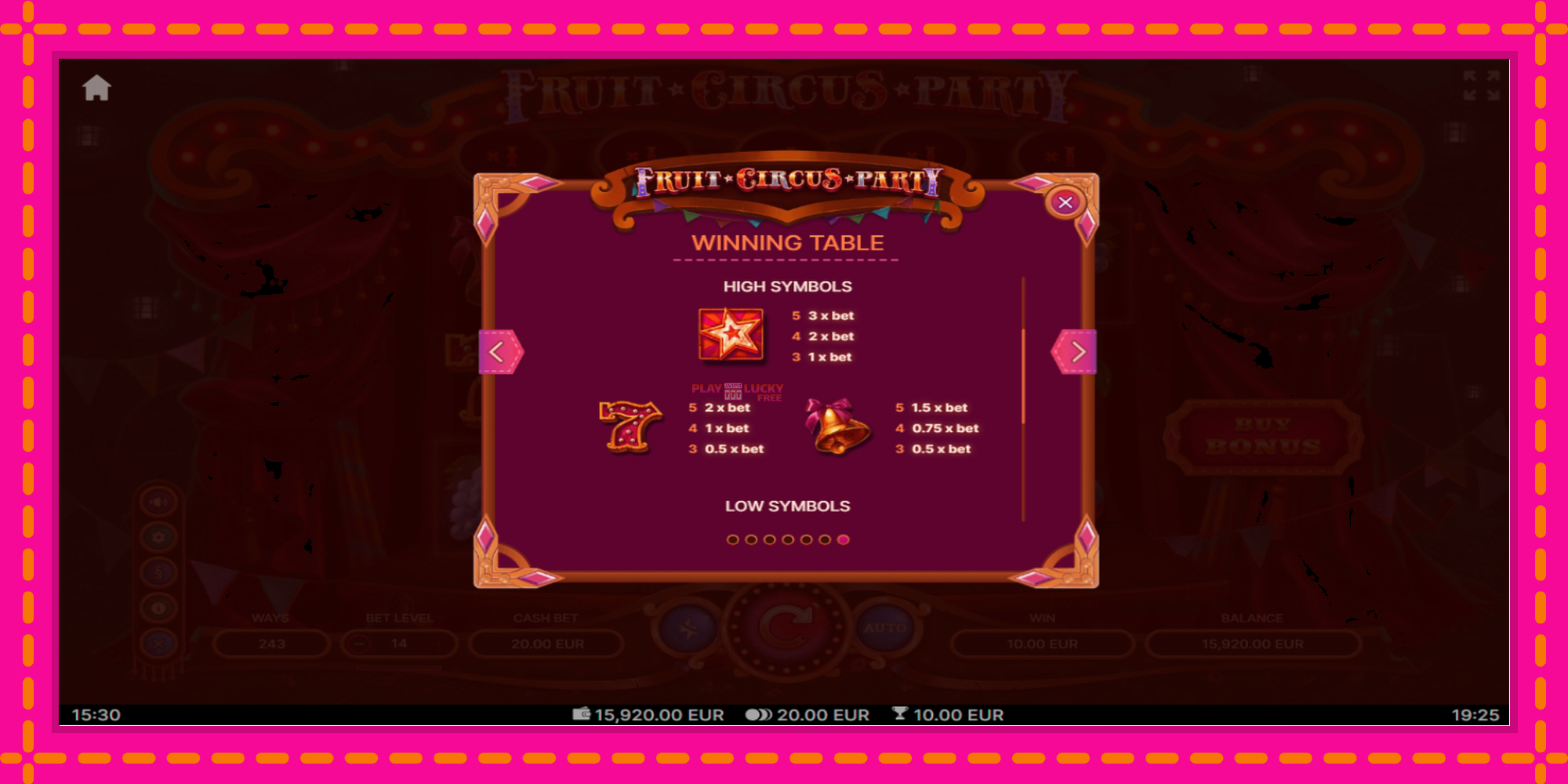 Безплатна игра в Fruit Circus Party без регистрация, картина 7