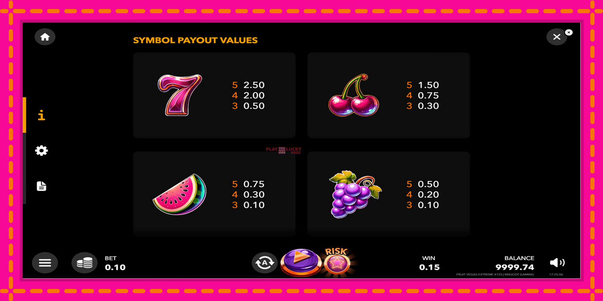 Безплатна игра в Fruit Vegas Extreme x125 без регистрация, картина 6