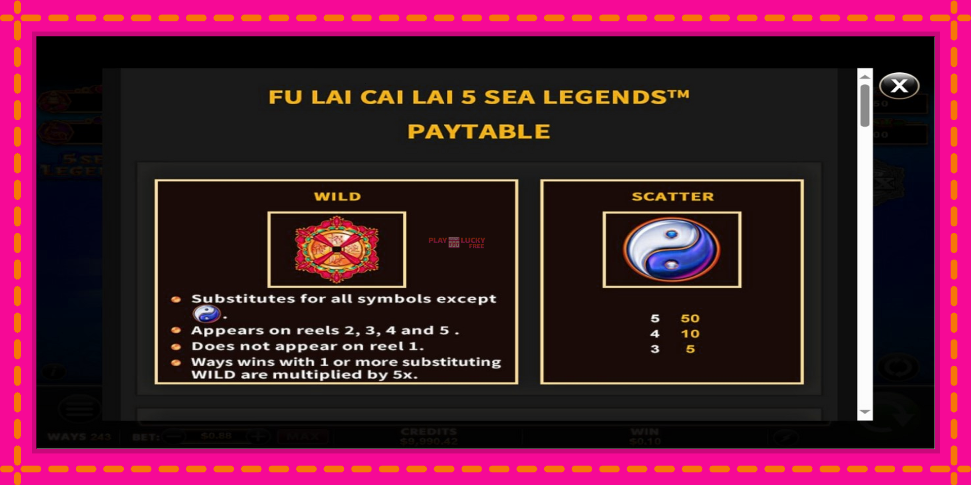 Безплатна игра в Fu Lai Cai Lai 5 Sea Legends без регистрация, картина 5