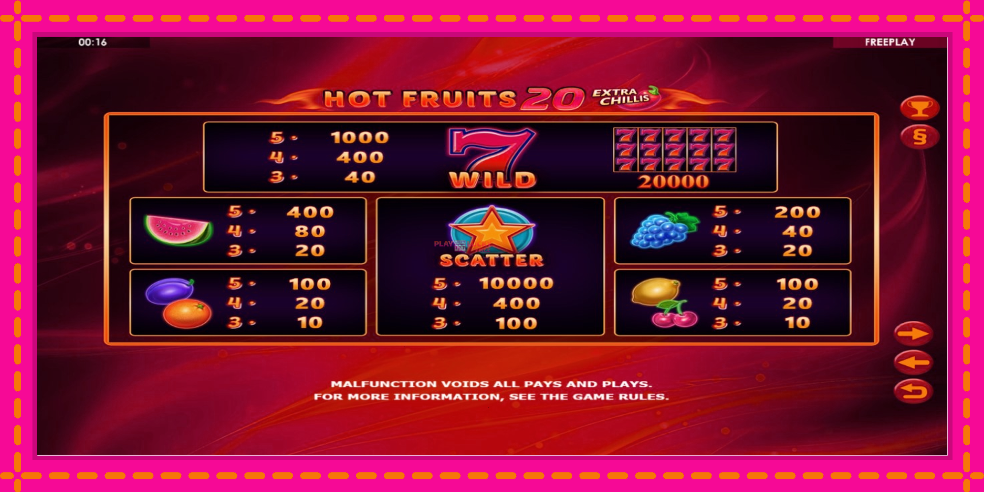 Безплатна игра в Hot Fruits 20 Extra Chillis без регистрация, картина 4