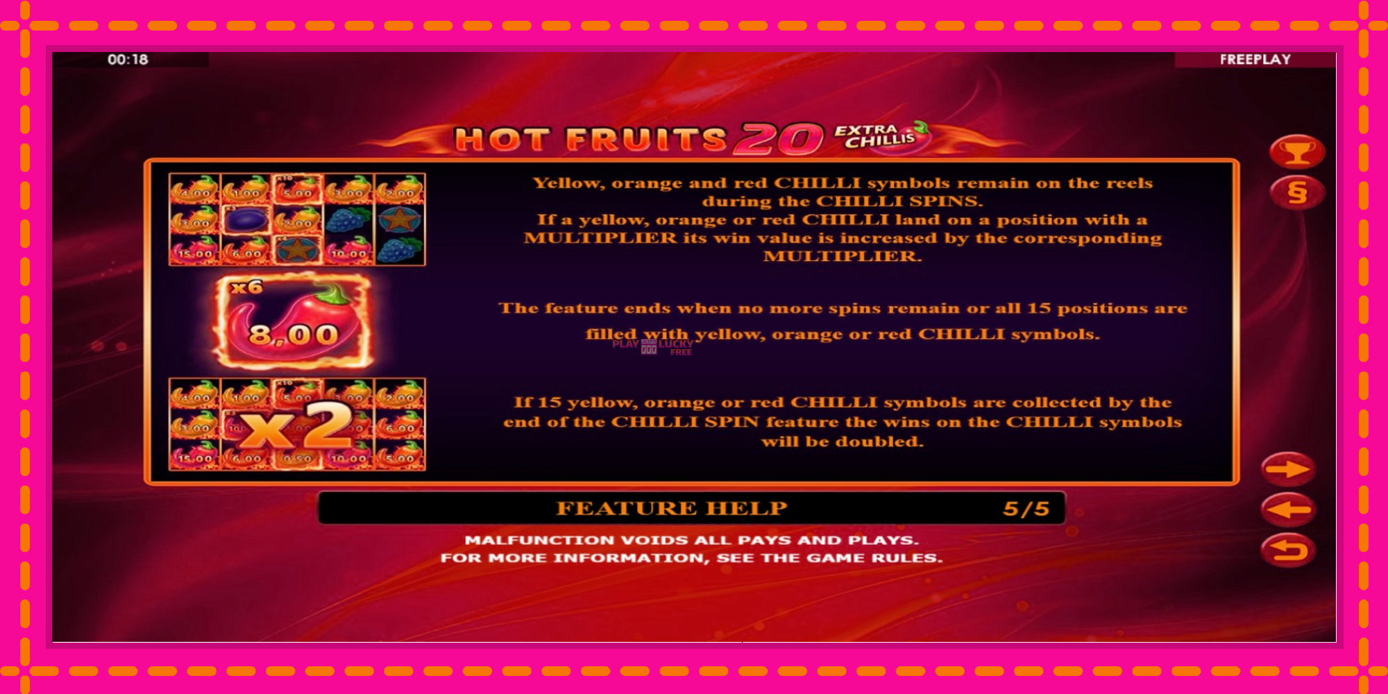 Безплатна игра в Hot Fruits 20 Extra Chillis без регистрация, картина 7