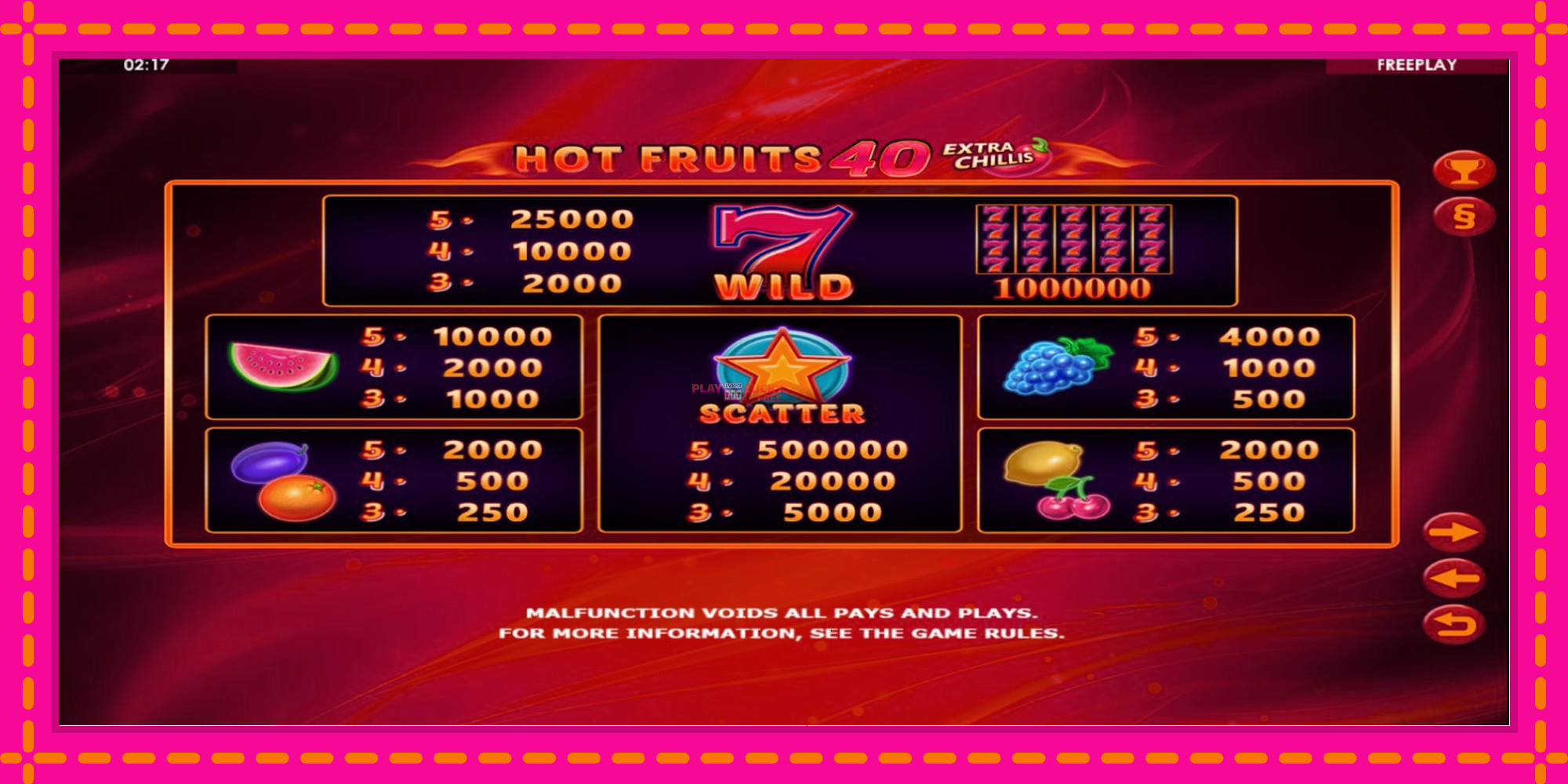 Безплатна игра в Hot Fruits 40 Extra Chillis без регистрация, картина 4