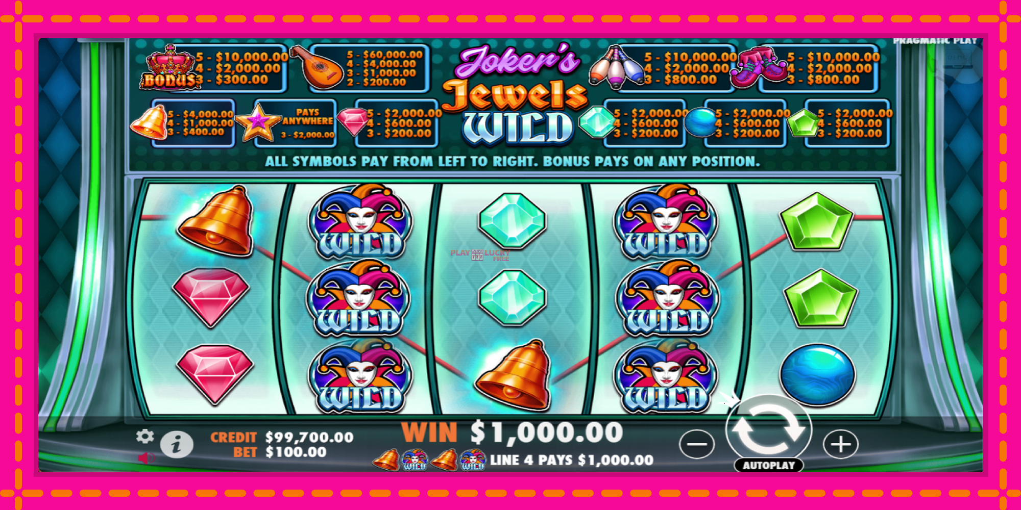 Безплатна игра в Jokers Jewels Wild без регистрация, картина 3