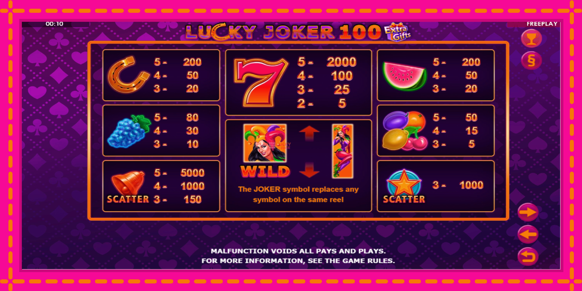 Безплатна игра в Lucky Joker 100 Extra Gifts без регистрация, картина 5