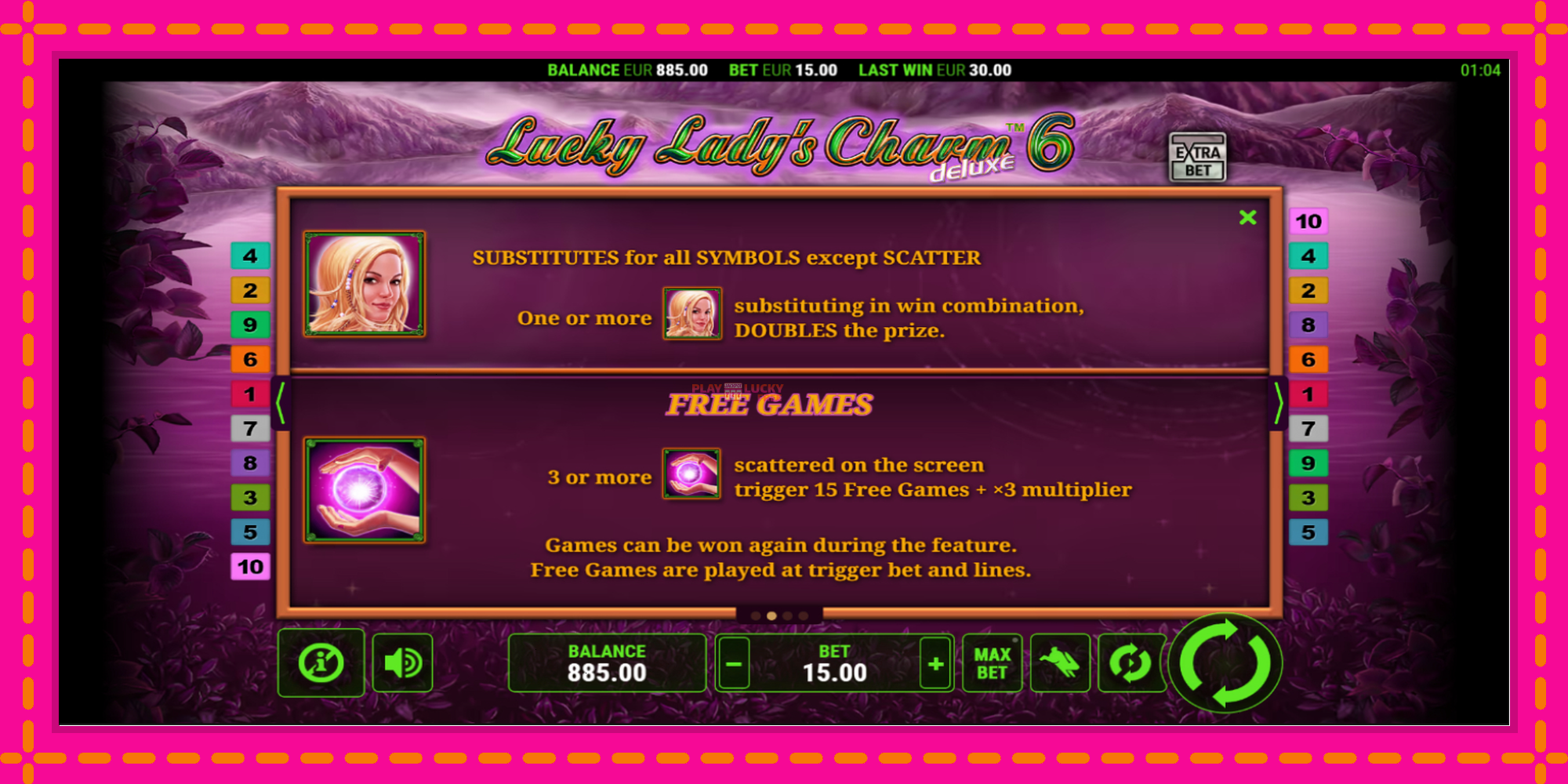 Безплатна игра в Lucky Ladys Charm Deluxe 6 без регистрация, картина 6