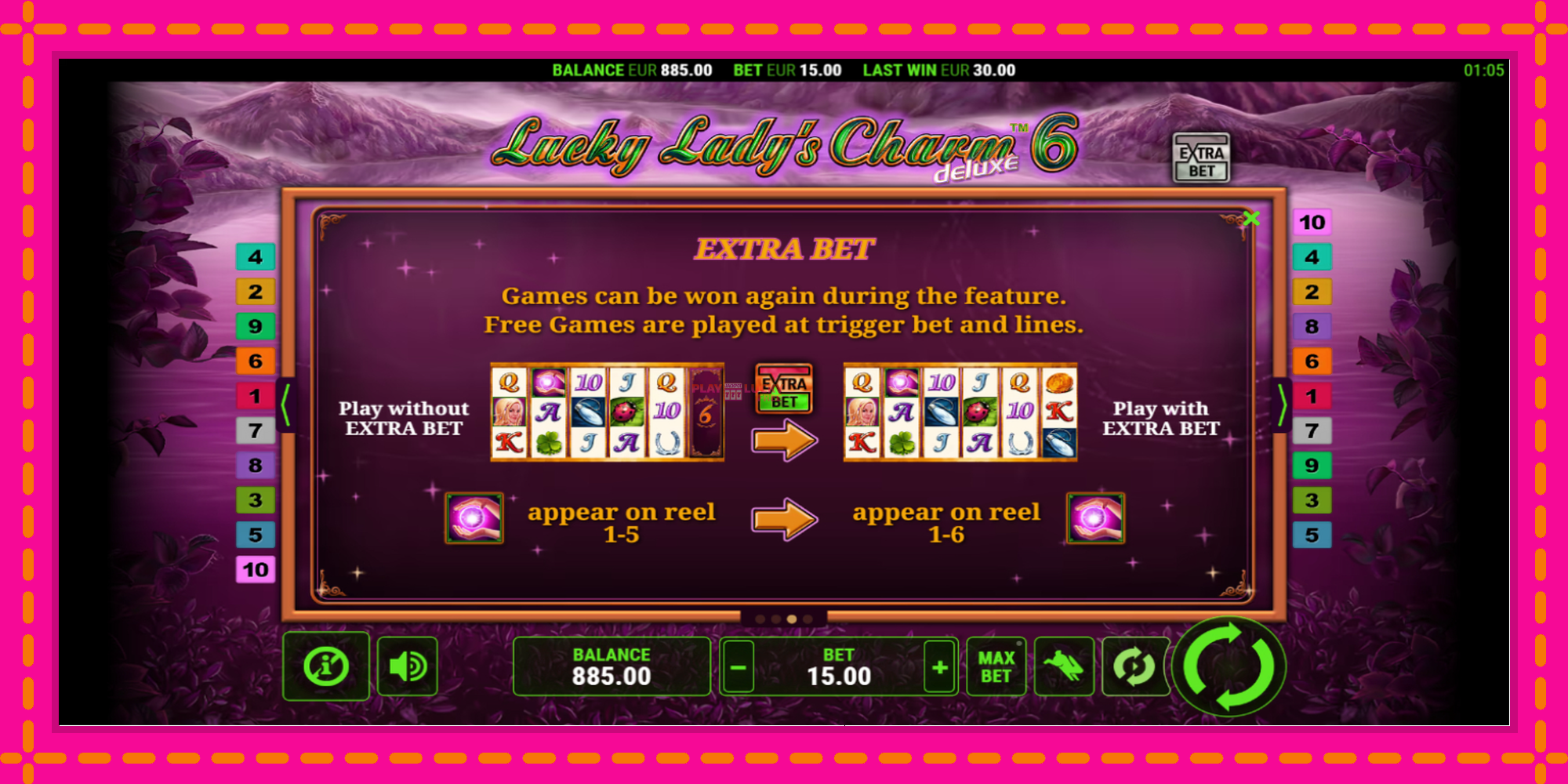 Безплатна игра в Lucky Ladys Charm Deluxe 6 без регистрация, картина 7