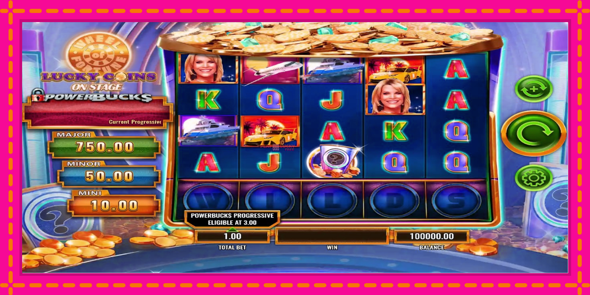 Безплатна игра в PowerBucks Wheel of Fortune Lucky Coins On Stage без регистрация, картина 1