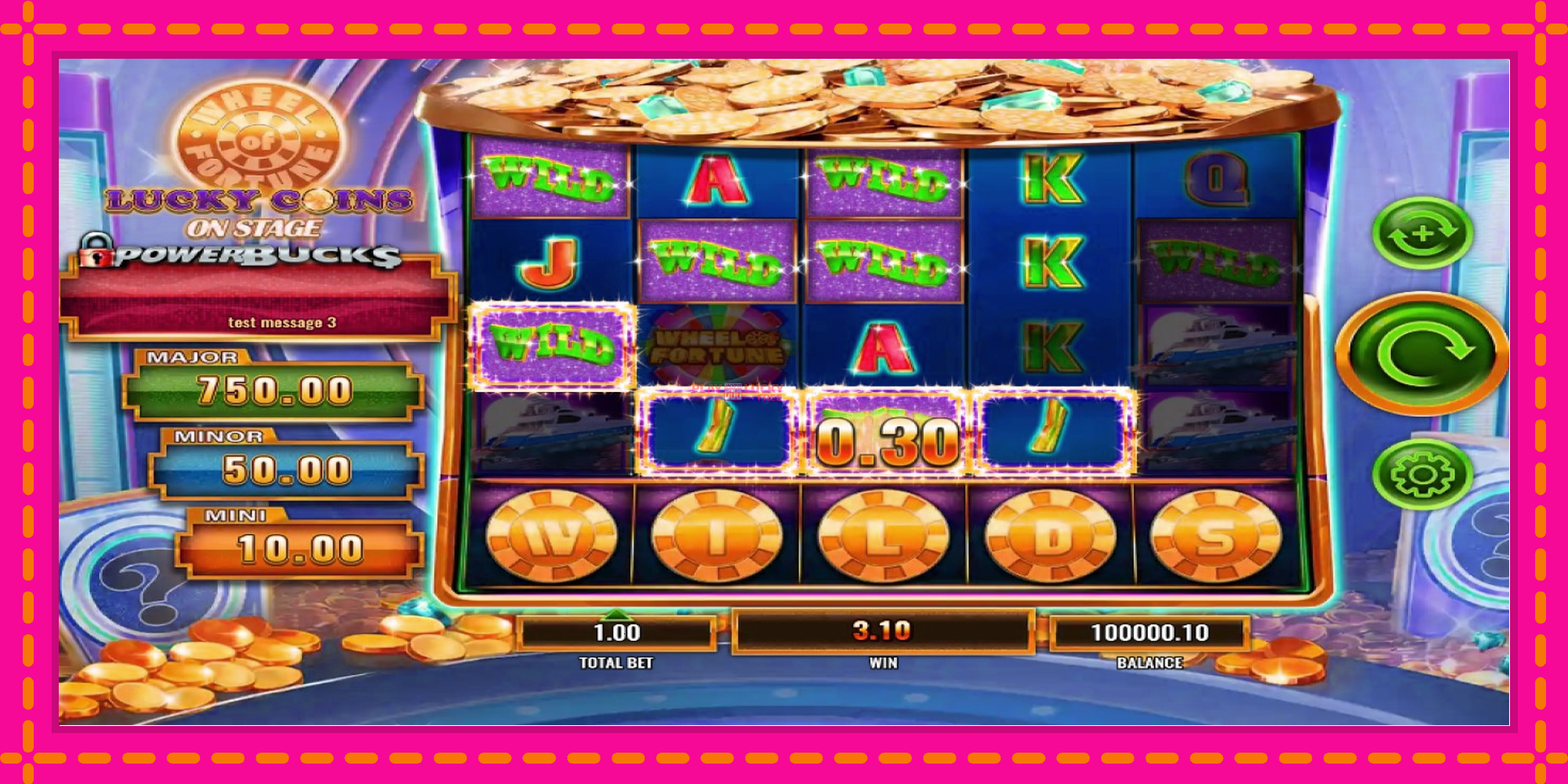 Безплатна игра в PowerBucks Wheel of Fortune Lucky Coins On Stage без регистрация, картина 4