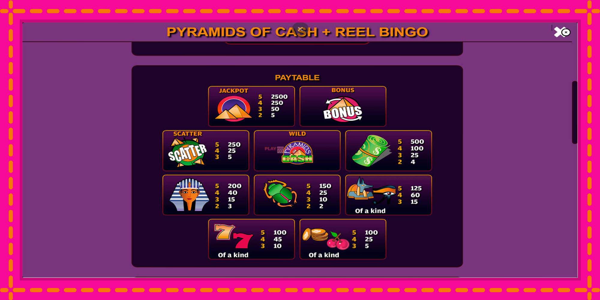 Безплатна игра в Pyramids of Cash with Reel Bingo без регистрация, картина 5