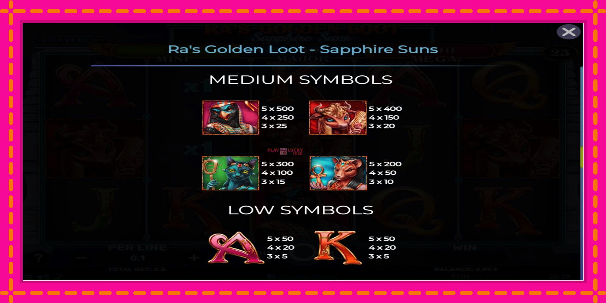 Безплатна игра в Ras Golden Loot - Sapphire Suns без регистрация, картина 5