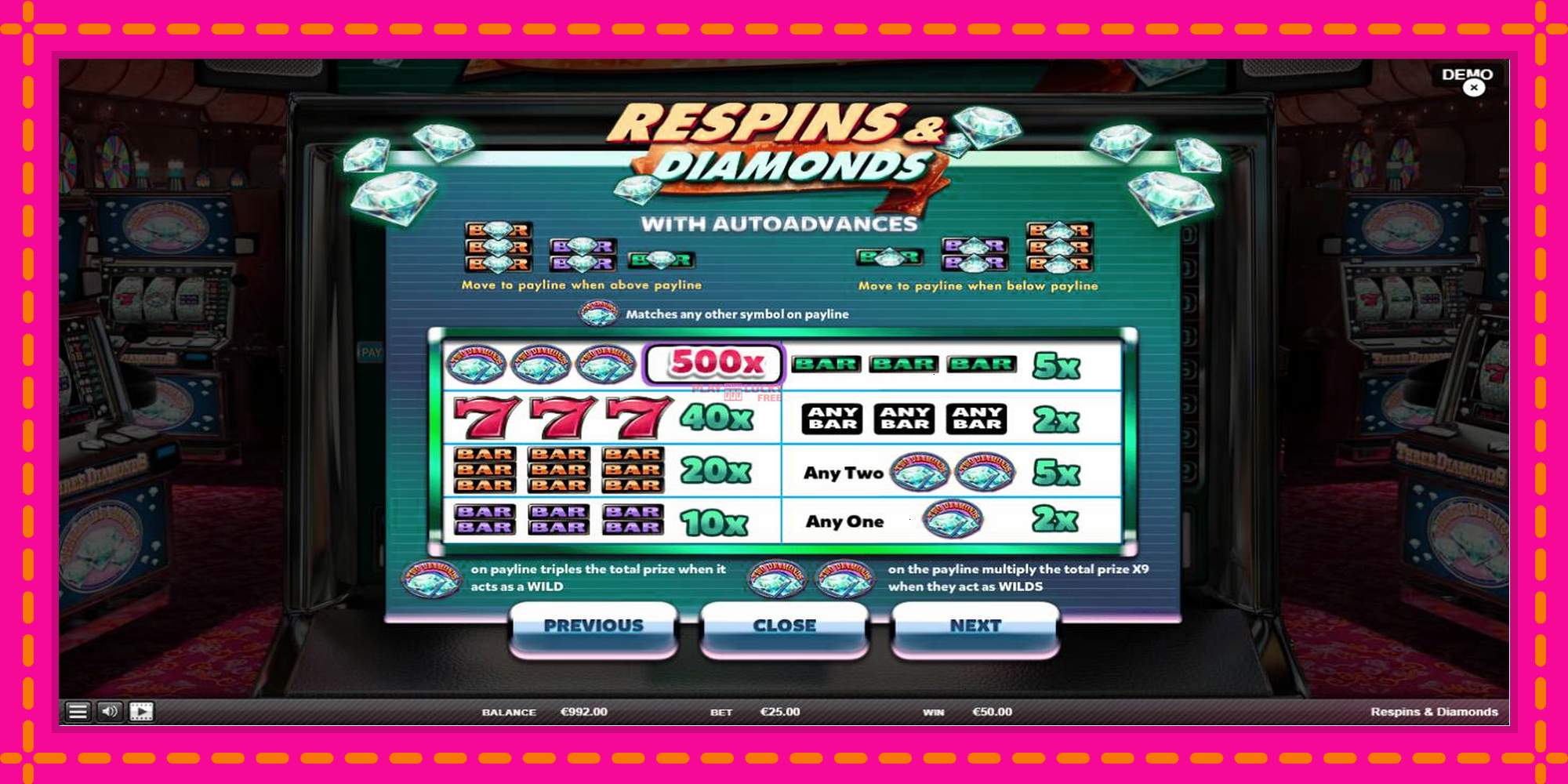 Безплатна игра в Respins Diamonds без регистрация, картина 5