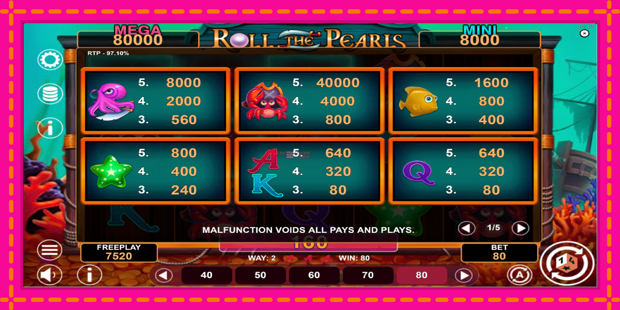 Безплатна игра в Roll The Pearls Hold & Win без регистрация, картина 5