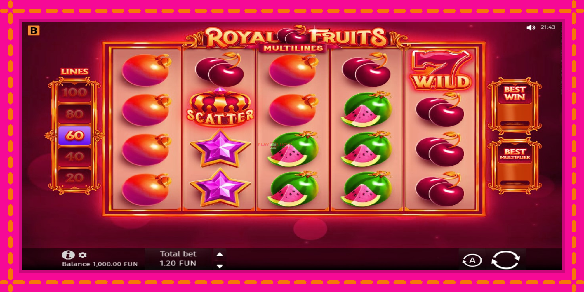 Безплатна игра в Royal Fruits Multilines без регистрация, картина 1