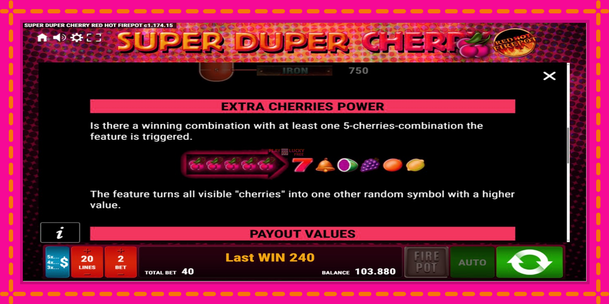 Безплатна игра в Super Duper Cherry Red Hot Firepot без регистрация, картина 5