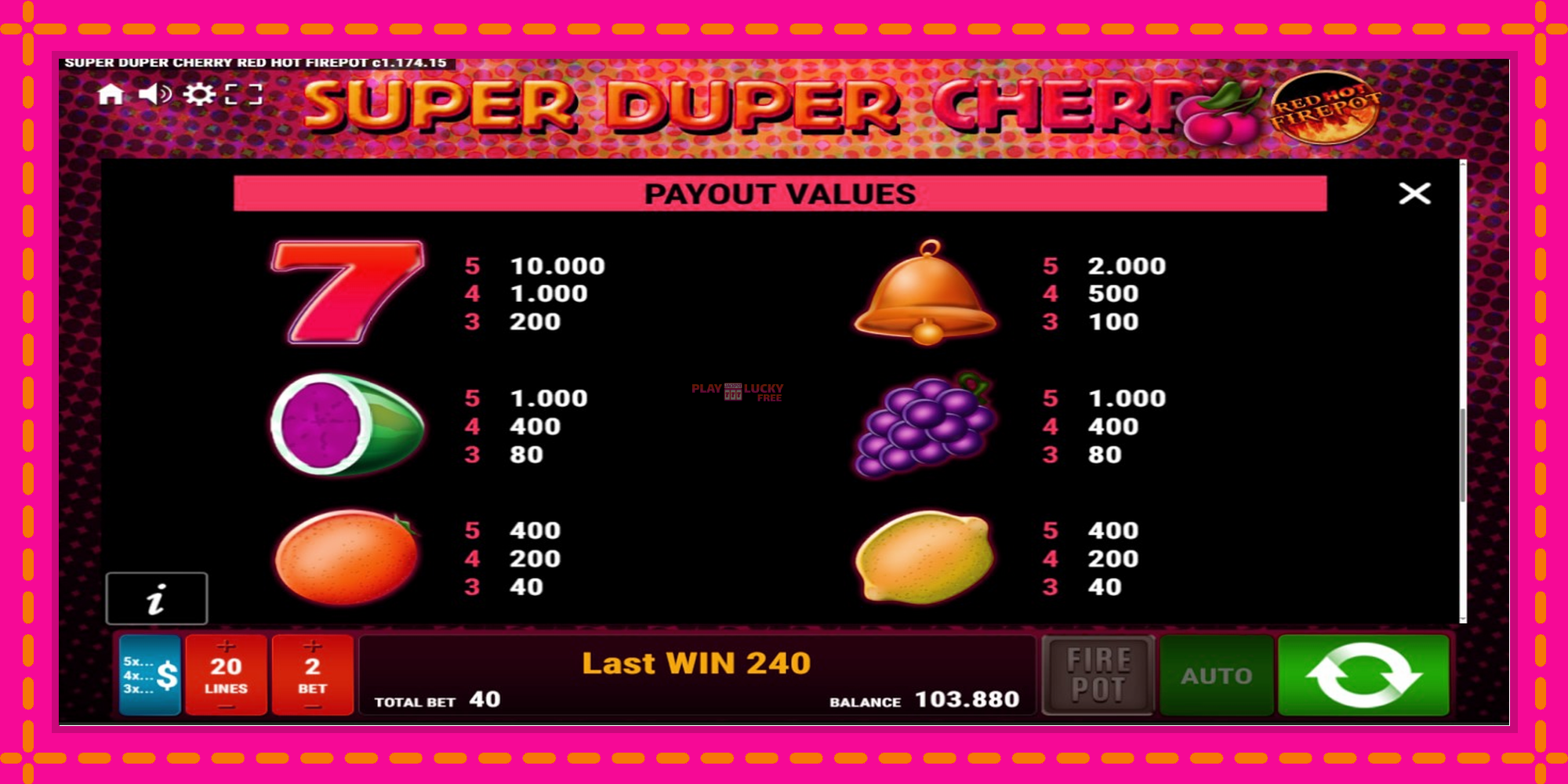 Безплатна игра в Super Duper Cherry Red Hot Firepot без регистрация, картина 6