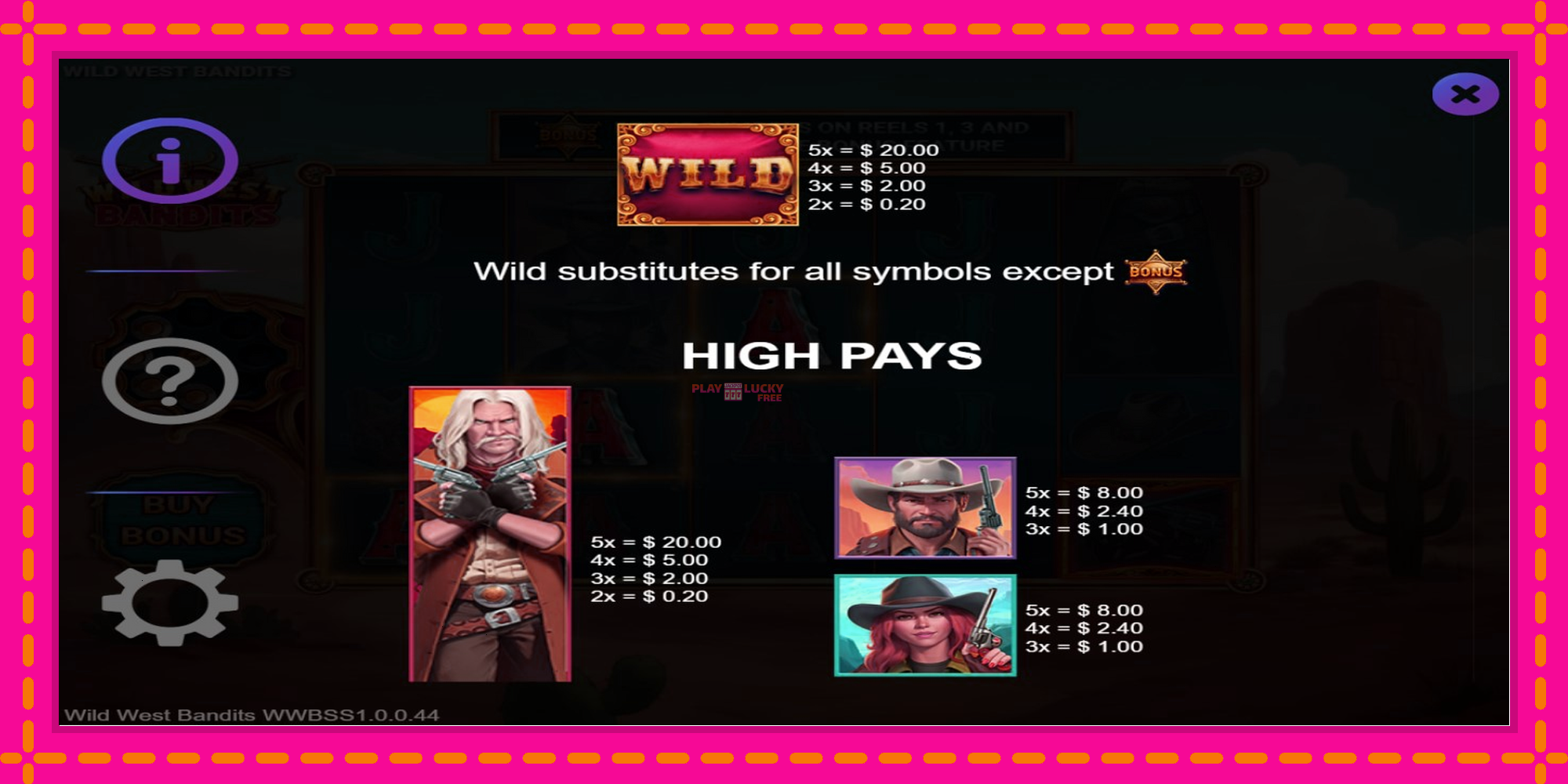 Безплатна игра в Wild West Bandits без регистрация, картина 4